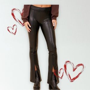 Vintage Havana faux leather black flare pants